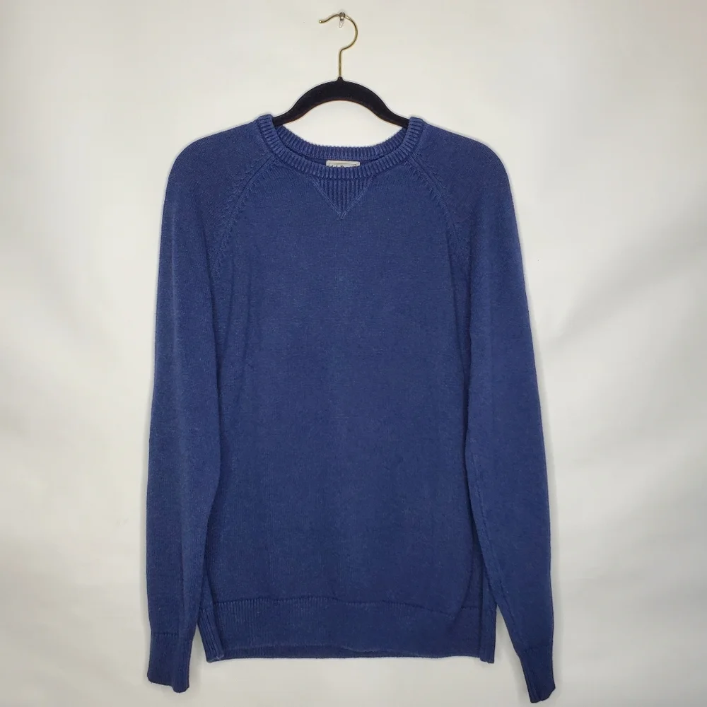 L.L. Bean‎ Cashmere Cotton Men's Sweater Size M Long Sleeve Navy Pullover Casual